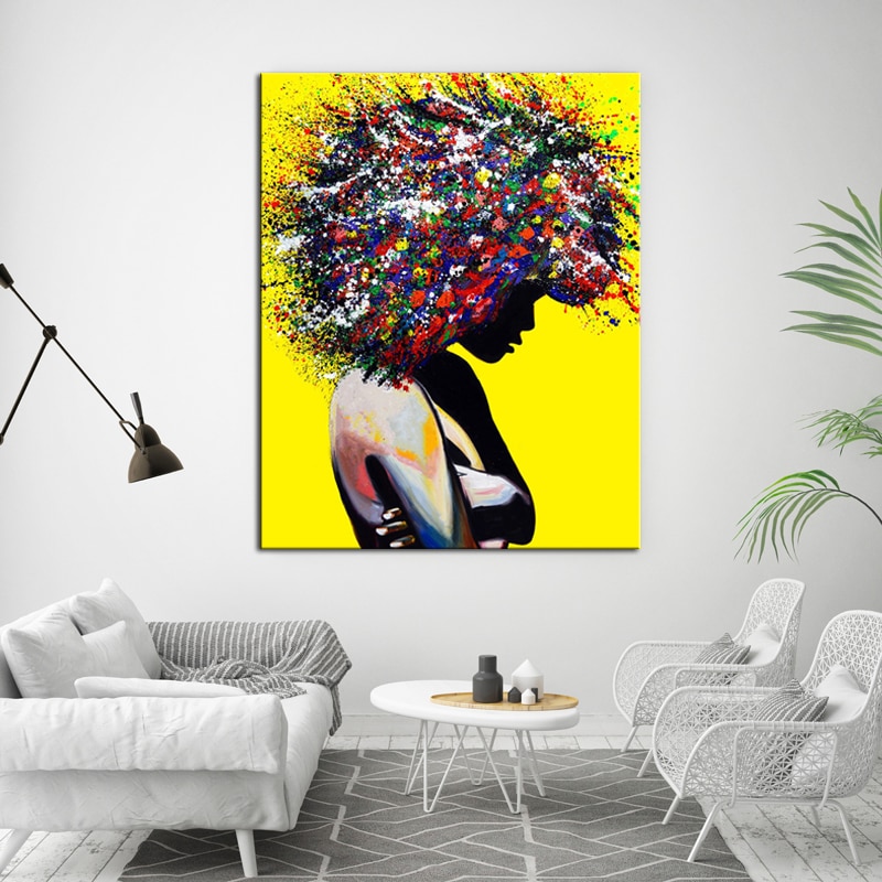 Abstract Figure Afro Art Colourful Hair African Women